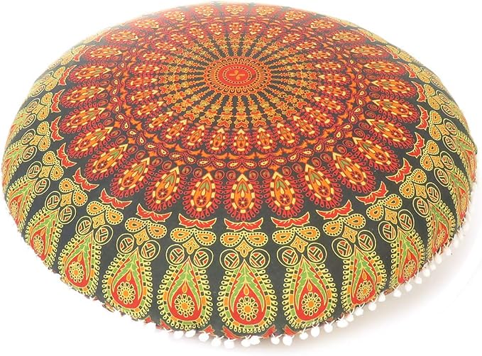 Mandala Floor Pillow Cover Meditation Cushion Seating Throw Hippie Round by EyesofIndia