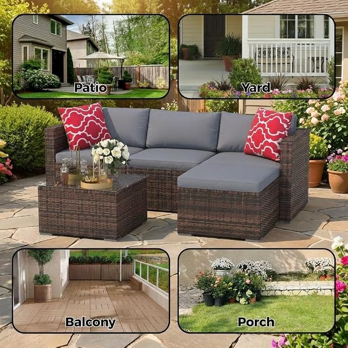 5 PCS Outdoor Sectional Sofa Set, Outdoor Patio Set Sectional Sofa, All-Weather - Image 6