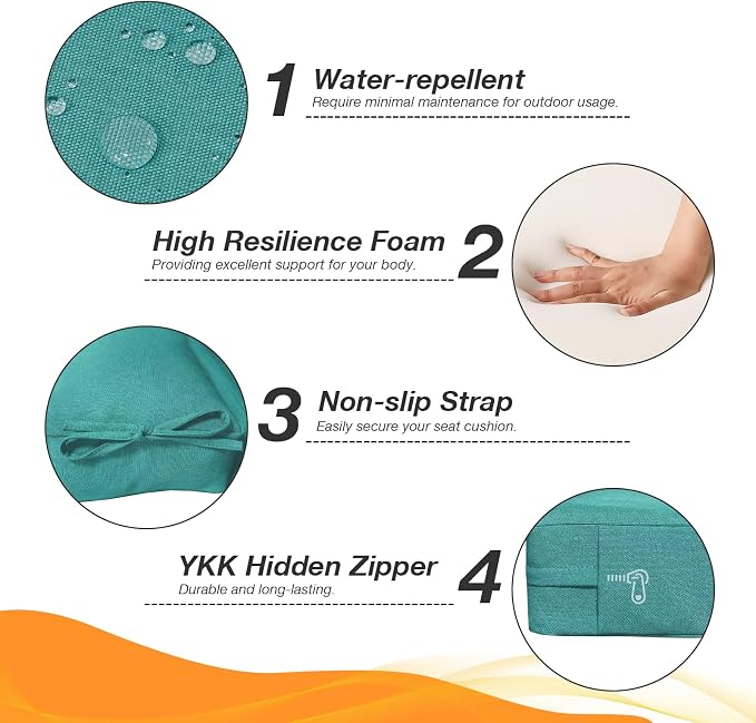 Unimatta Outdoor High Back Chair Cushion Seat Pads, 44 x 21 Inch - Image 3