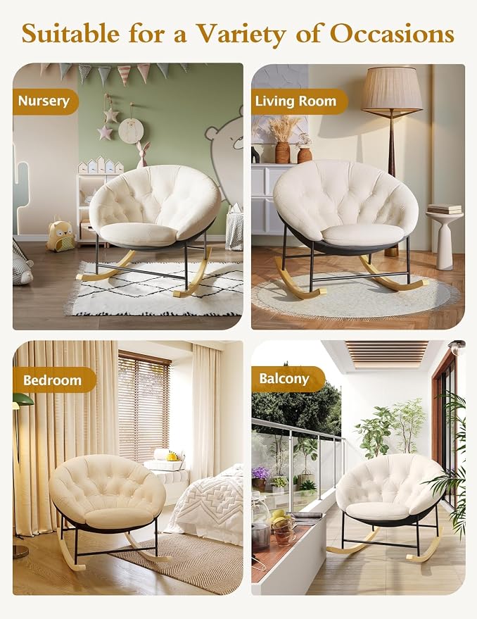 Kidirect Wide Rocking Chair Nursery, Comfy Saucer Nursery Rocking Chairs - Image 9