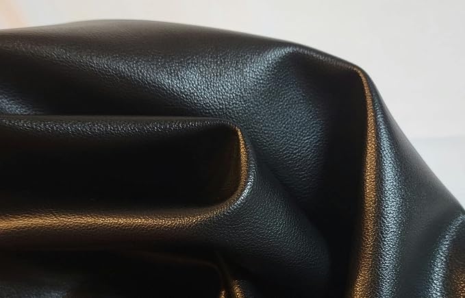 Black Lambtouch Soft Faux Vegan PU Leather by The Yard Synthetic Pleather 0.8 - Image 2