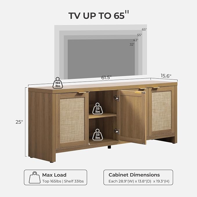 SICOTAS TV Stand for Living Room Boho Entertainment Center for Bedroom - Image 3