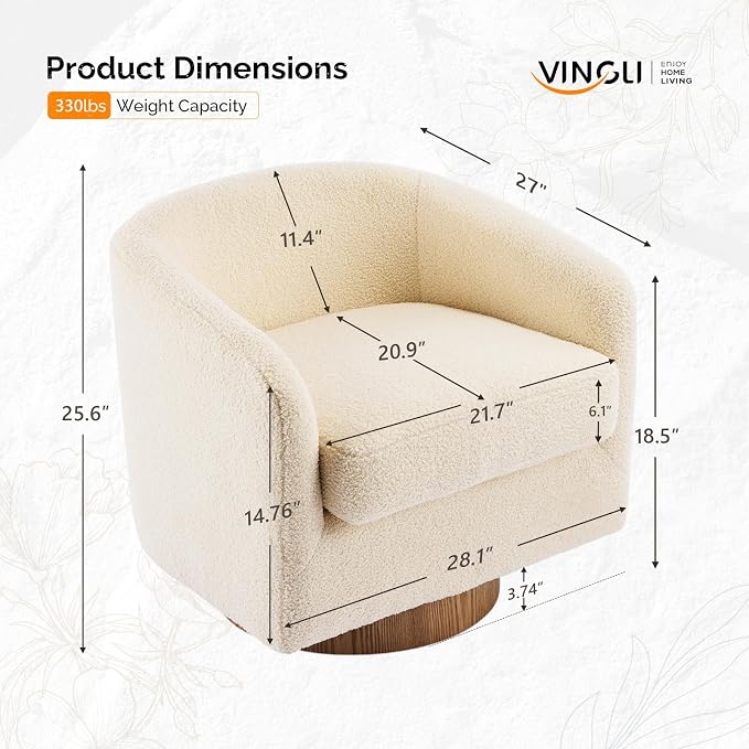 VINGLI 360°Swivel Accent Chair - Image 2