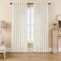 Joydeco Linen Curtains 2 Panel Set, Light Filtering, Ivory Linen Curtains 90 by JOYDECO
