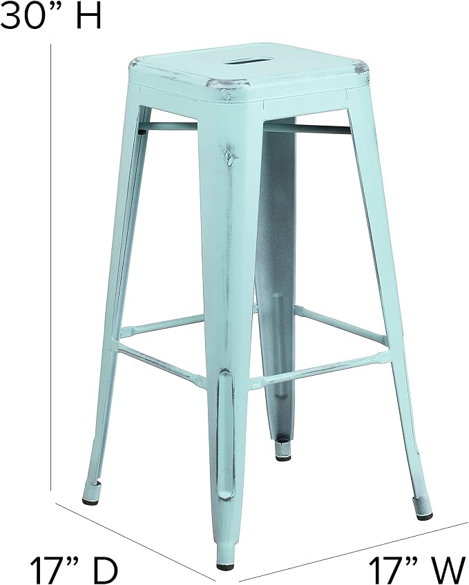Flash Furniture Kai Commercial Grade 4 Pack 30" High Backless Distressed - Image 3
