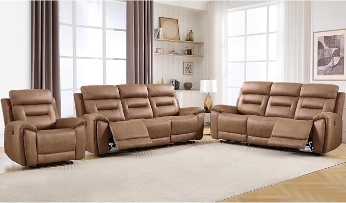 ANJ 3-Piece Faux Leather Power Recliner Sofa Set by ANJ