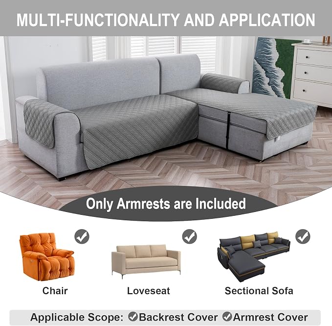 Genina Sofa Armrest Cover, Anti-Slip Armchair Slipcovers - Image 5