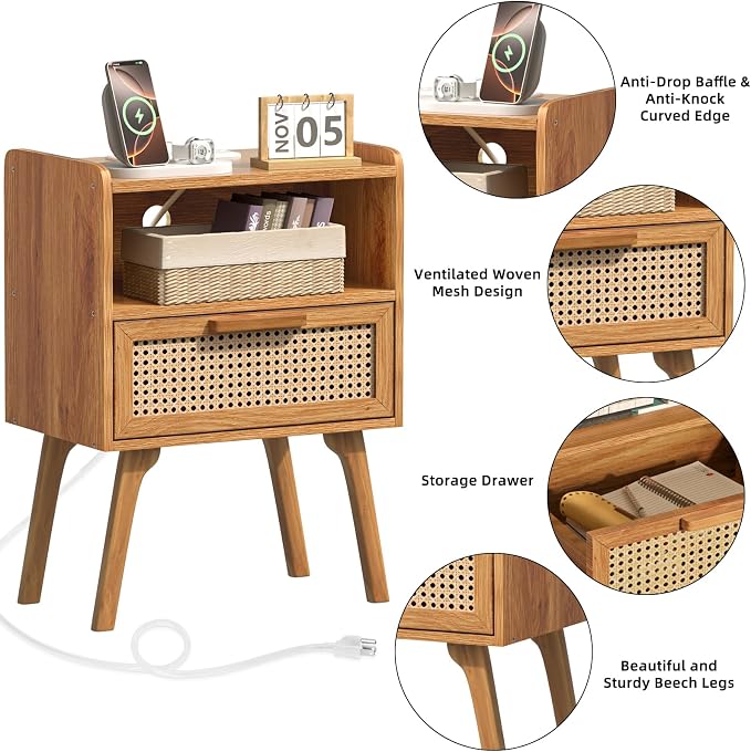 Lerliuo Rattan Nightstands Set of 2 - Image 9