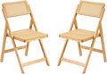 Furlide Rattan Folding Chairs, Modern Mid Century Dining Chairs Set of 2 by Furlide