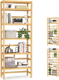 Homykic 6-Tier Bamboo Bookshelves and Bookcases, Adjustable 63.4”Tall Shallow by Homykic