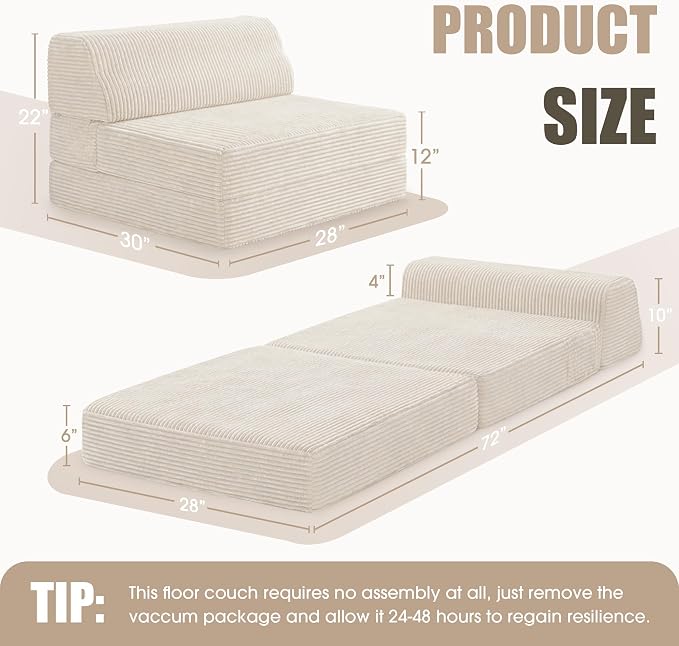 Kasunpul Folding Sofa Bed with Pillow, Memory Foam Fold Out Chair Bed, - Image 2