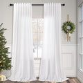 Pitalk White Living Room Curtains 105 Inch Length 2 Panels Set Back Tab Linen by Pitalk