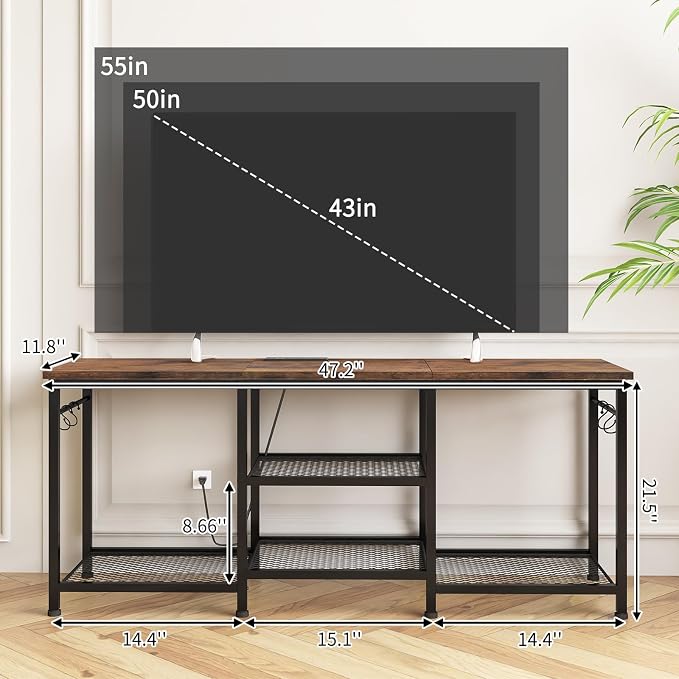 YGEOMER Entertainment Center for TVs Up to 55 Inch, TV Stand - Image 2