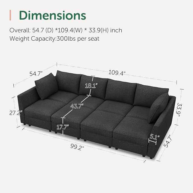 HONBAY Modular Sofa Sectional Sleeper Couch - Image 2