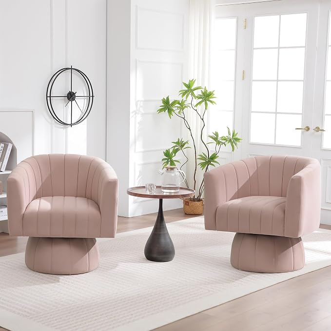 Swivel Accent Barrel Chair, Cute Comfy Small Round 360° Arm Chair. Velvet Sofa - Image 8