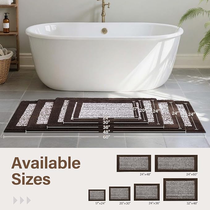 60x24 Long Bathroom Rugs Washable Non Slip, Soft Absorbent Quick Dry Mats - Image 6