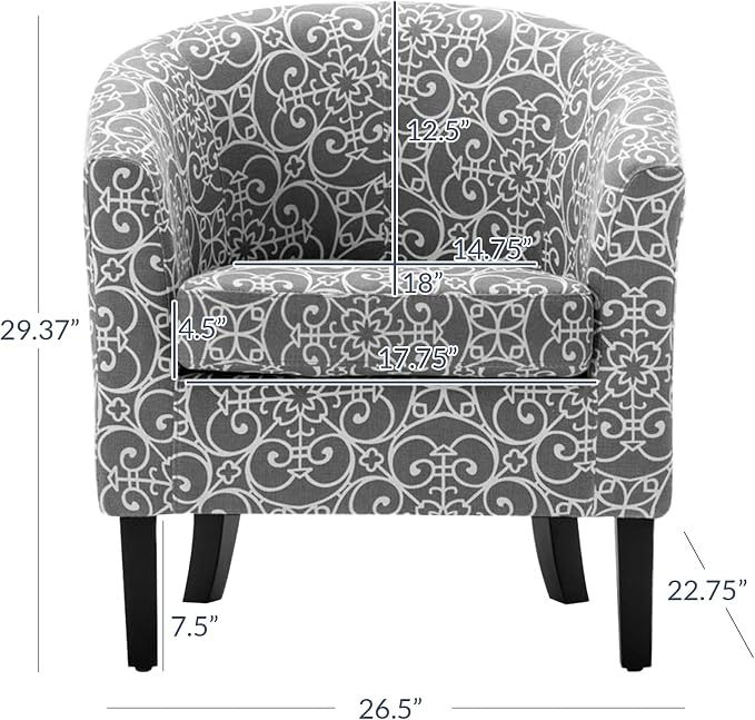 BELLEZE Accent Barrel Chair Set of 2, Linen Round Chair Club Tub Sofa Corner - Image 3