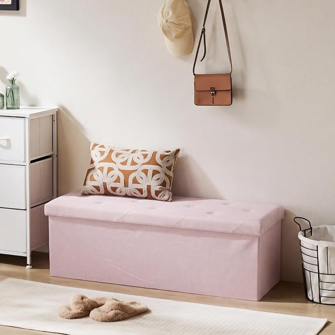 DUMOS 43in Foldable Storage Ottoman Bench, Storage Chest, Large End of Bed Foot - Image 6