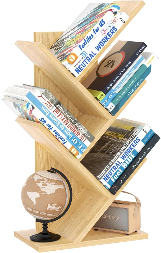 SHEEPAM 5 Tier Tree Book Shelf, Small Desktop Bookshelf by SHEEPAM