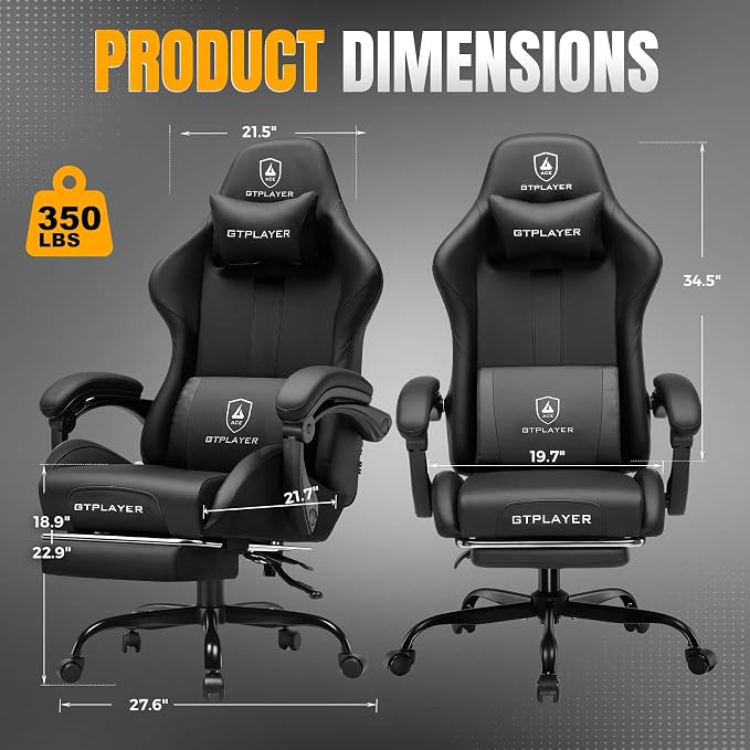 GTPLAYER Gaming Chair with Pocket Spring Cushion, Leather Office Chair with - Image 3