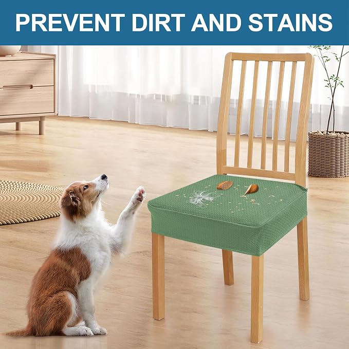 Smiry Waterproof Seat Covers for Dining Room Chairs Set of 4, Stretch Jacquard - Image 6