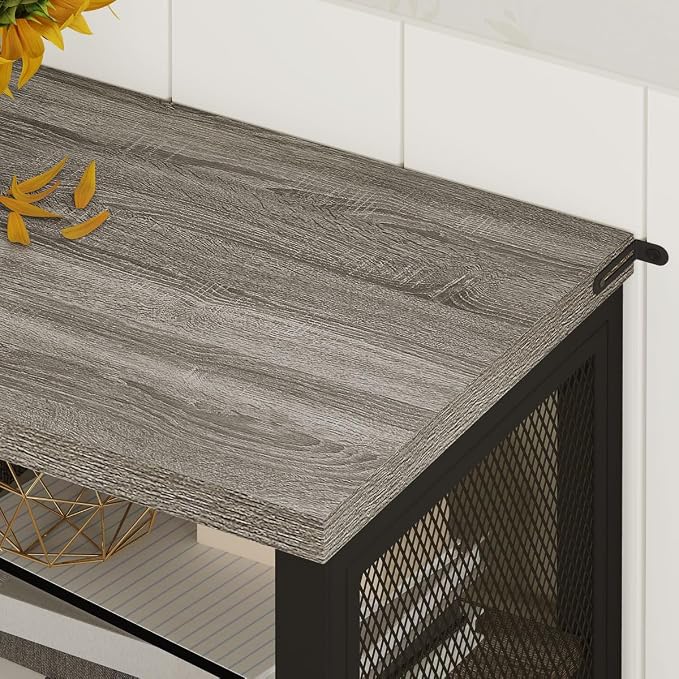 BON AUGURE Liquor Cabinet Bar for Home, Farmhouse Coffee Storage Cabinet for - Image 7