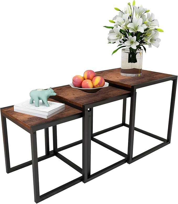 Nesting Table Set of 3 Side Tables, Modern Coffee Table Stacking End Table by HAHRIR