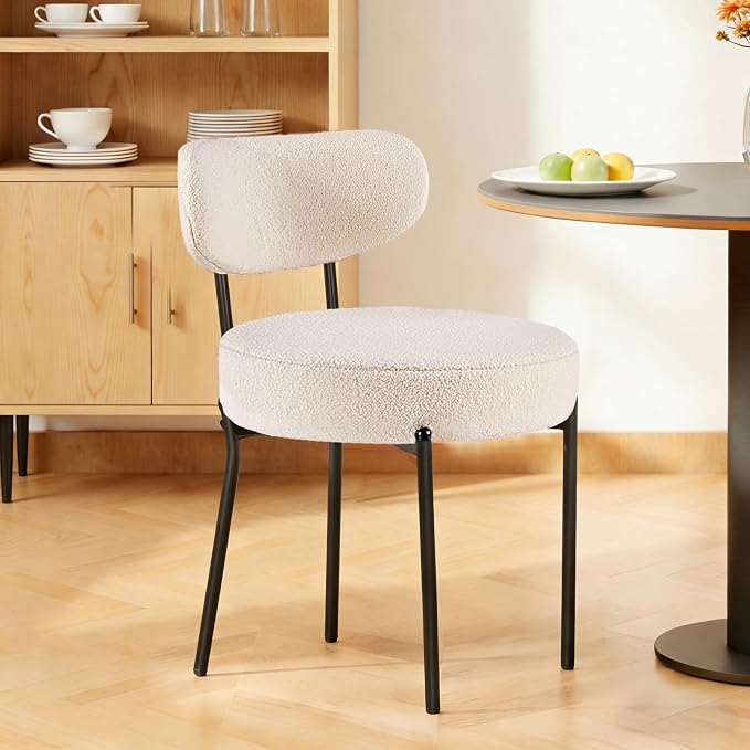 DUMOS Dining Chairs Set of 4, Mid Century Modern Chair Round Upholstered Curved - Image 7