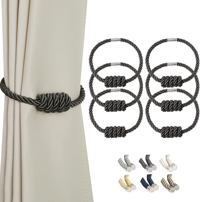 BEL AVENIR Magnetic Curtain Tiebacks, Decorative Drapery Holdbacks Modern Woven by BELAVENIR