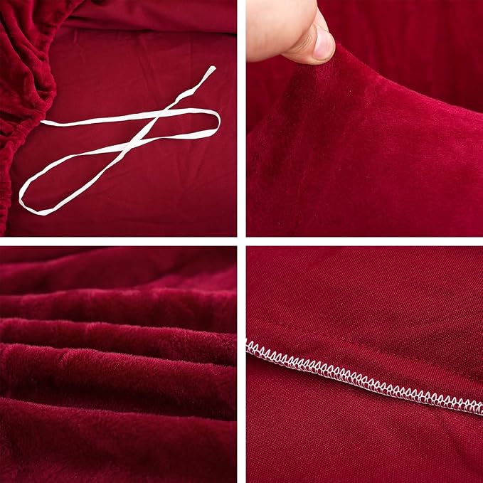 vctops 1-Piece Velvet Plush Stretch Sofa Slipcover - Image 4