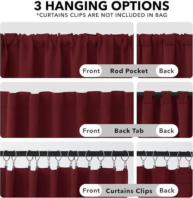 Deconovo Blackout Curtains, Thermal Insulated, W42 x L84 2 Panels, Back Tab - Image 2