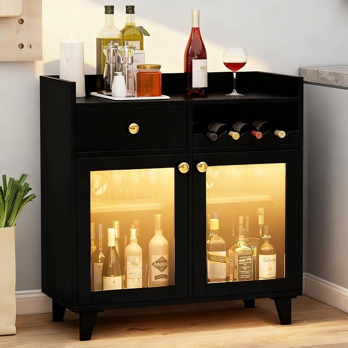 COCO DESIGN Small Bar Cabinet, Farmhouse Buffet Coffee Sideboard - Image 4