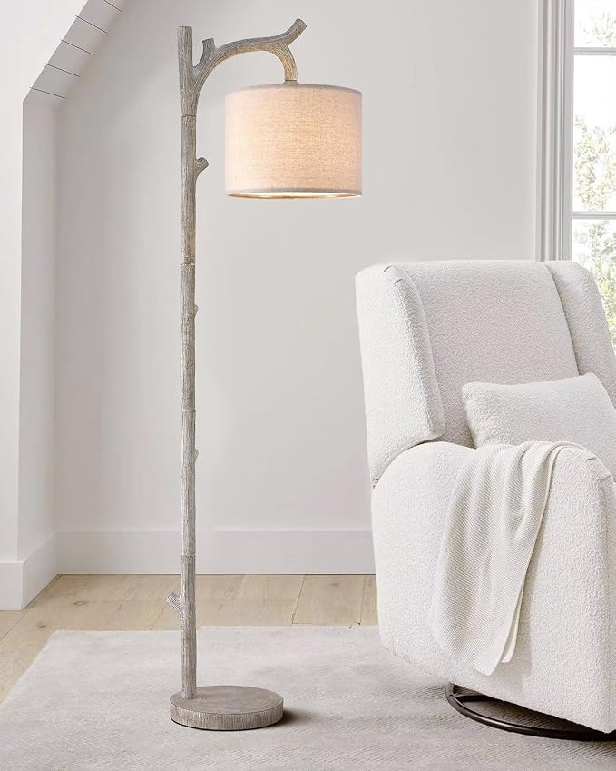 OYEARS Rustic Farmhouse Tree Trunk Floor Lamp Classic Country Wood Grain Resin - Image 6