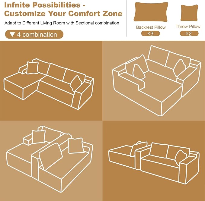 AUGOP 108" Sectional Couches for Living Room Modern Modular Sofa - Image 8