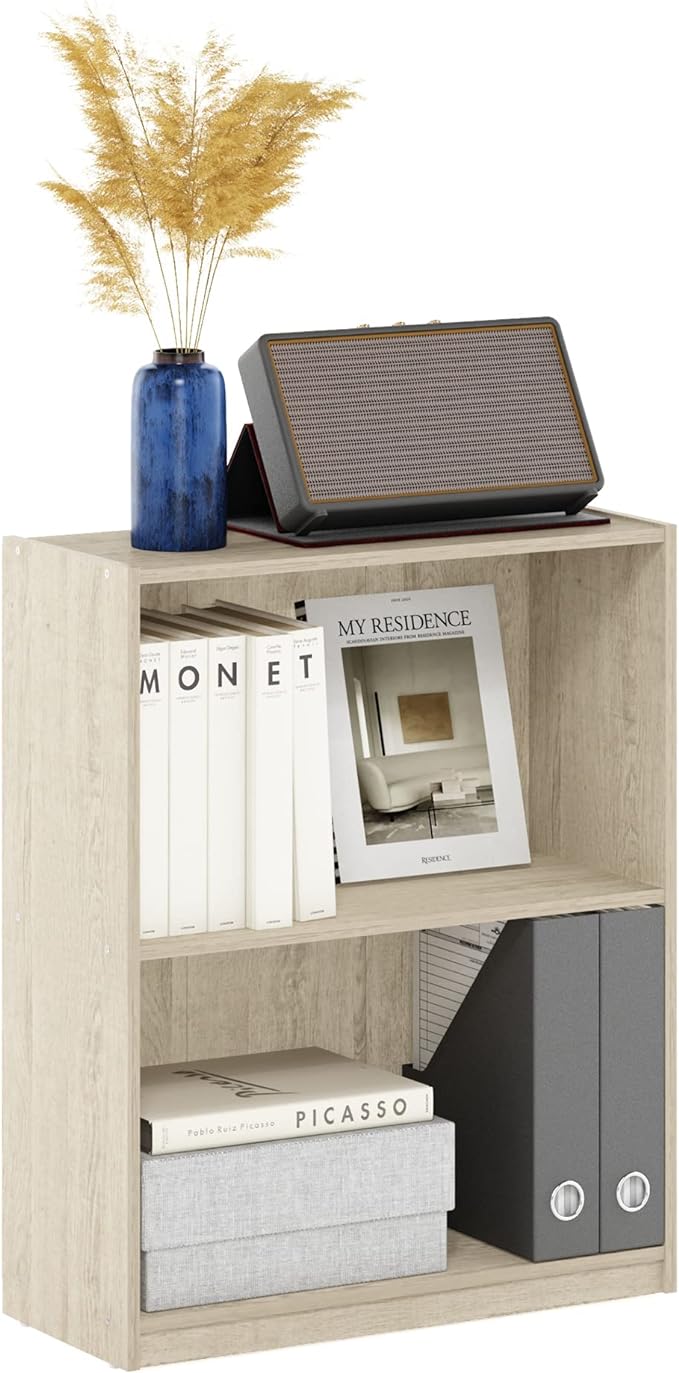 Furinno Gruen 2-Tier Open Shelf Bookcase, Metropolitan Pine by Furinno-FitsYourSpaceFitsYourBudget