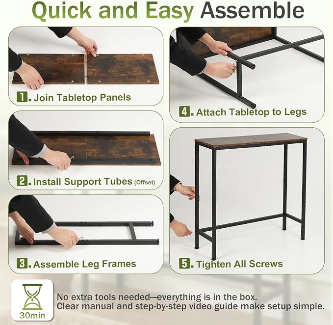 Sturdy Console Table with 98 lb Capacity, Stable Wobble-Free Design - Image 6