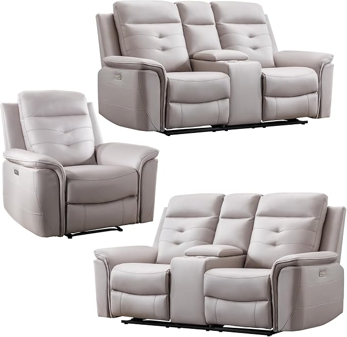 ANJ 3-Piece Faux Leather Power Recliner Sofa Set - Image 8