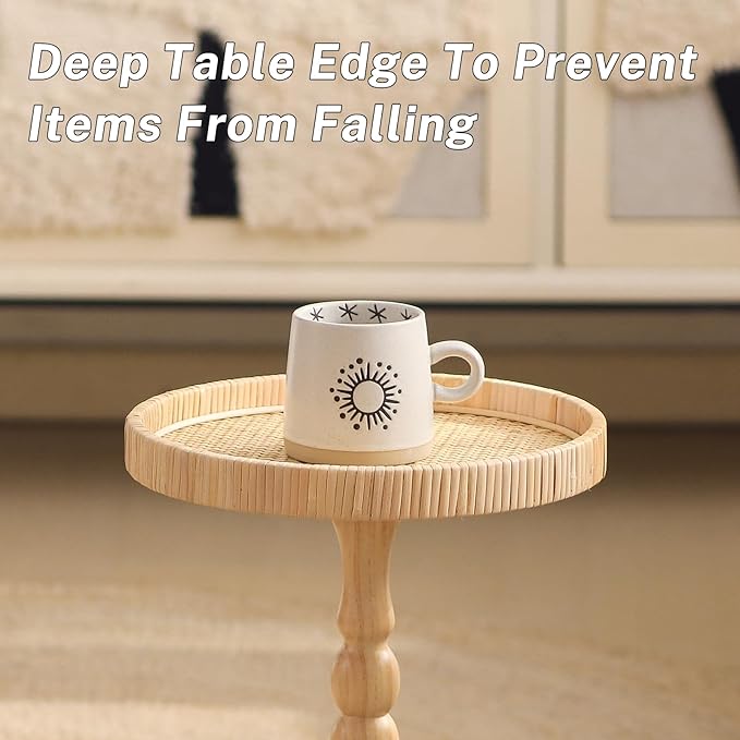 Small Side Table，Rattan Round Drink Tables - Image 5