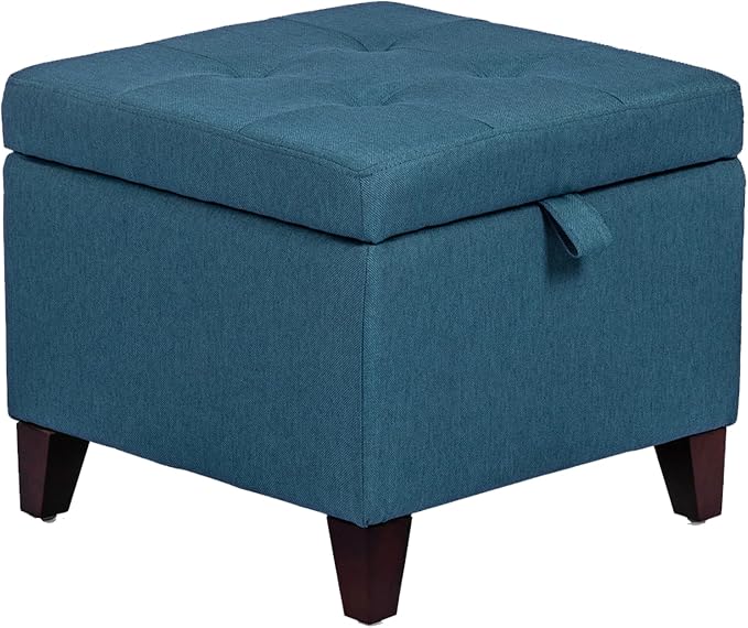 Adeco Square Fabric Storage Ottoman by Adeco