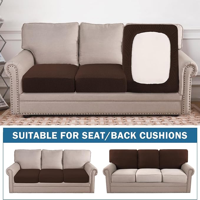 Water Repellent Couch Cushion Cover 3 Pieces Sofa Seat Cushion Covers, Stretch - Image 3