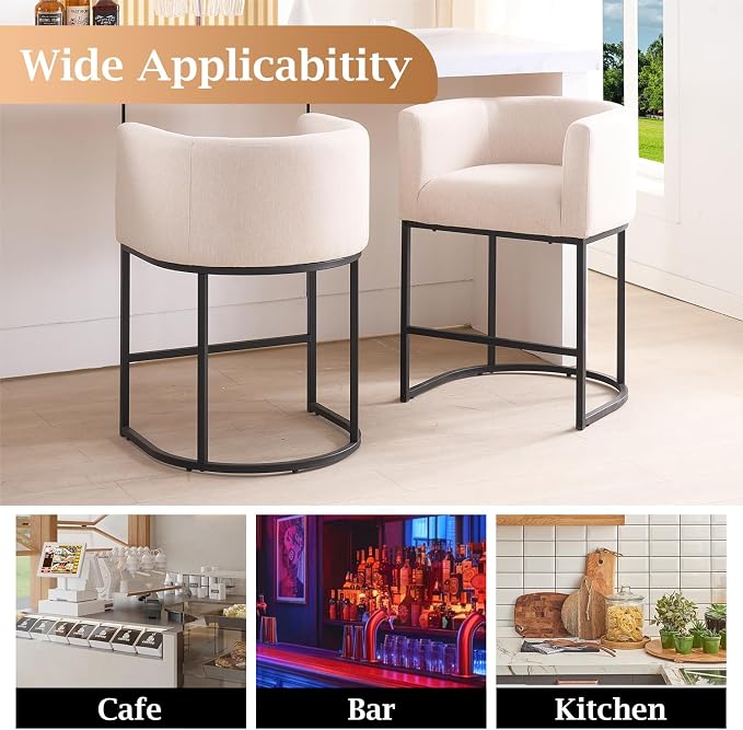 ClinQ 26" H Counter Height Bar Stools Set of 2, Modern Barrel Counter Stools - Image 5