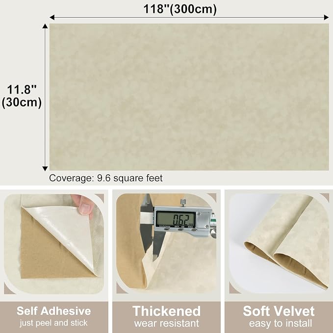 Beige Velvet Contact Paper for Cabinets Shelf Dresser, Soft Fabric Drawer Liner - Image 7