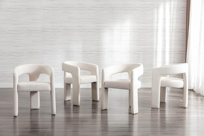 BESTANO Set of 6 Modern Velvet Fabric Upholstered Dining Chairs - Image 4
