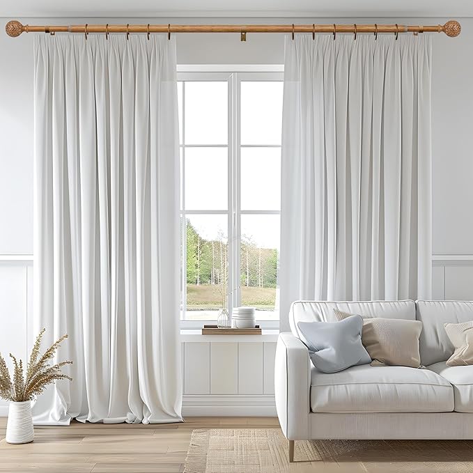 QDWIS Boho Wood Curtain Rods for Windows 28 to 48 inch, Rustic Decorative - Image 2