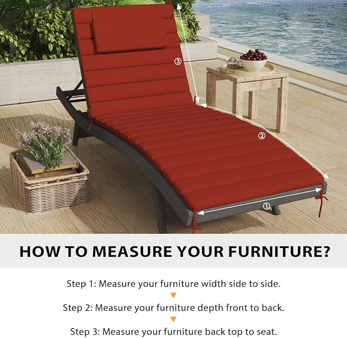 Sundale Outdoor Olefin Quilted Lounge Cushion Set of 4, Patio Foldable Chaise - Image 7