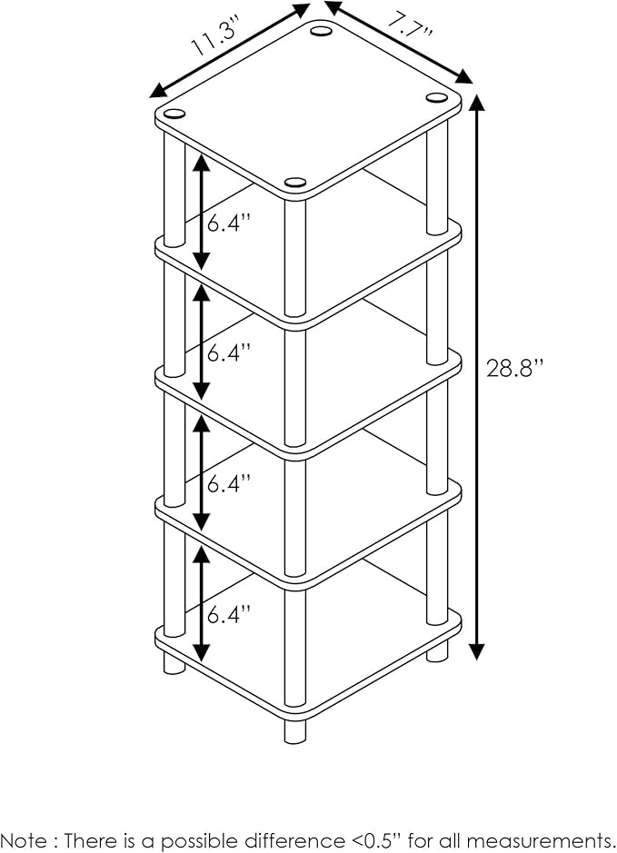 FURINNO Turn-N-Tube LACi 4-Bins System Rack, French Oak Grey/Black - Image 3