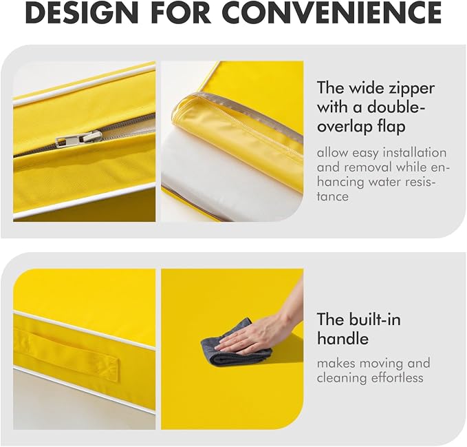 MIULEE Yellow Outdoor Seat Cushion 24x24 Inch Waterproof & 3 Year Fade - Image 7