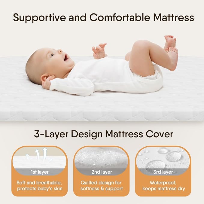 Baby Bassinet Bedside Crib, 3-in-1 Baby Bassinet Bedside Sleeper - Image 4