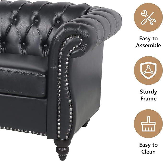 QHITTY 2 Piece Living Room Set, Sectional Chesterfield Sofa Chair Contemporary - Image 5