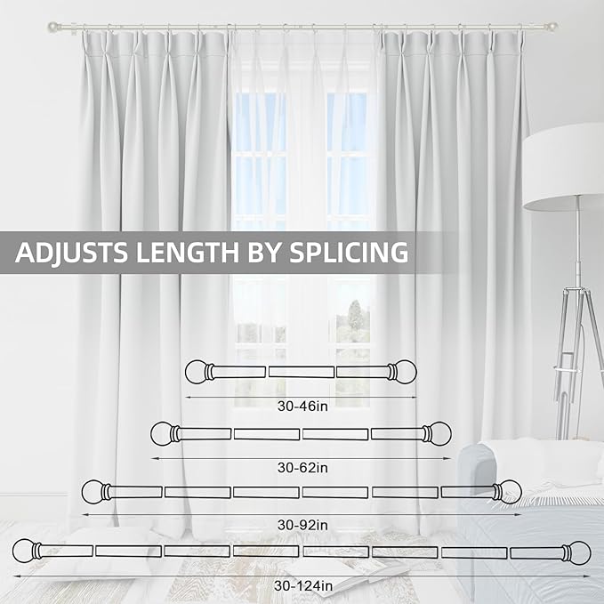 Thestoa Nickel Curtain Rods for Windows 48 to 84-92 Inch, Stainless Steel Long - Image 5